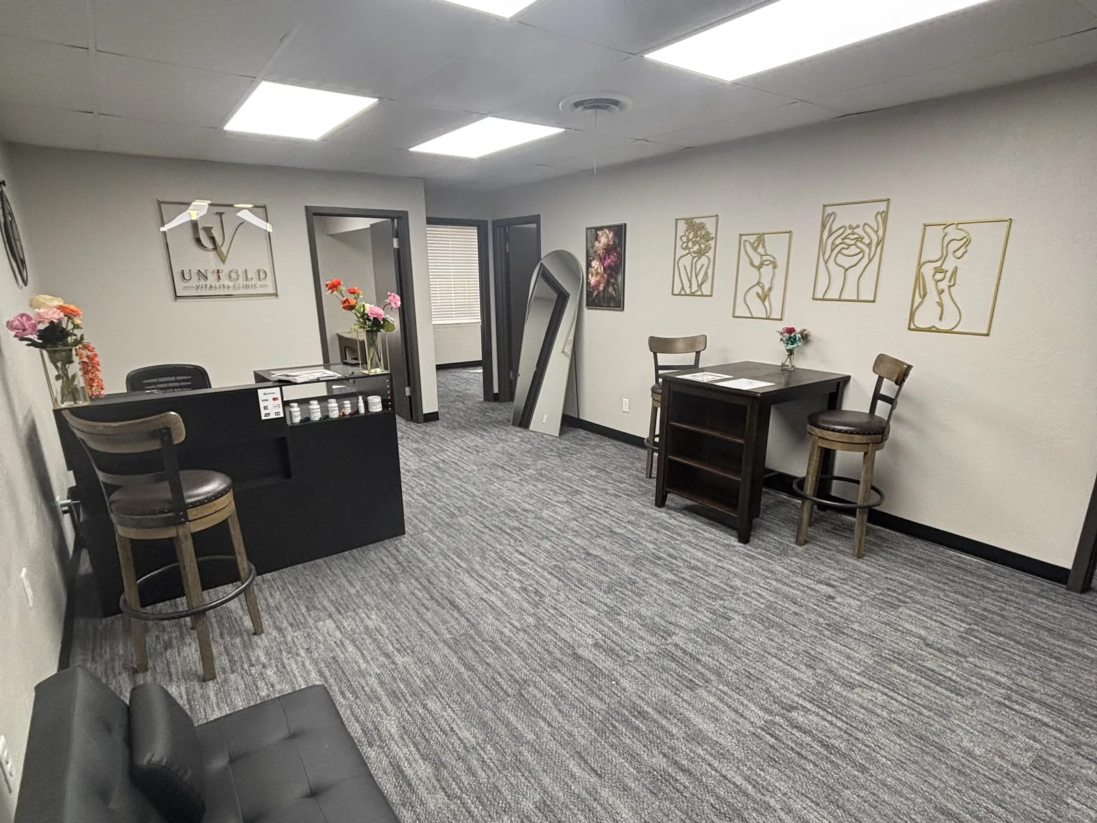 Waiting area inside Untold Vitality Clinic in downtown Weatherford, Oklahoma